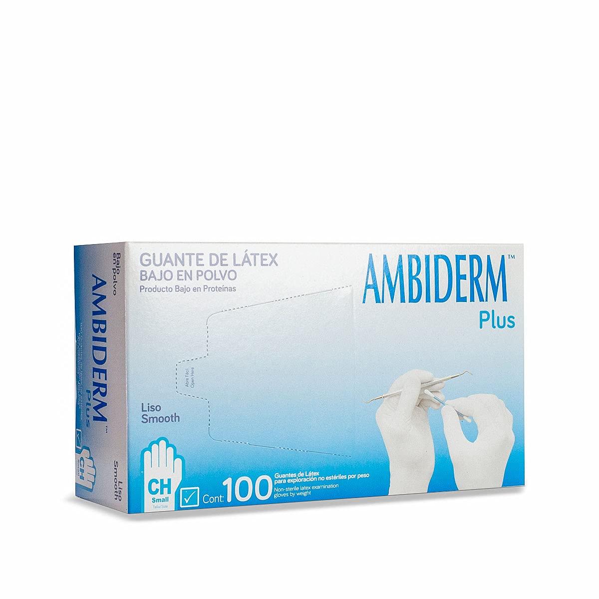 AMBIDERM GUANTE PLUS LISO AZUL GRANDE 100PZ