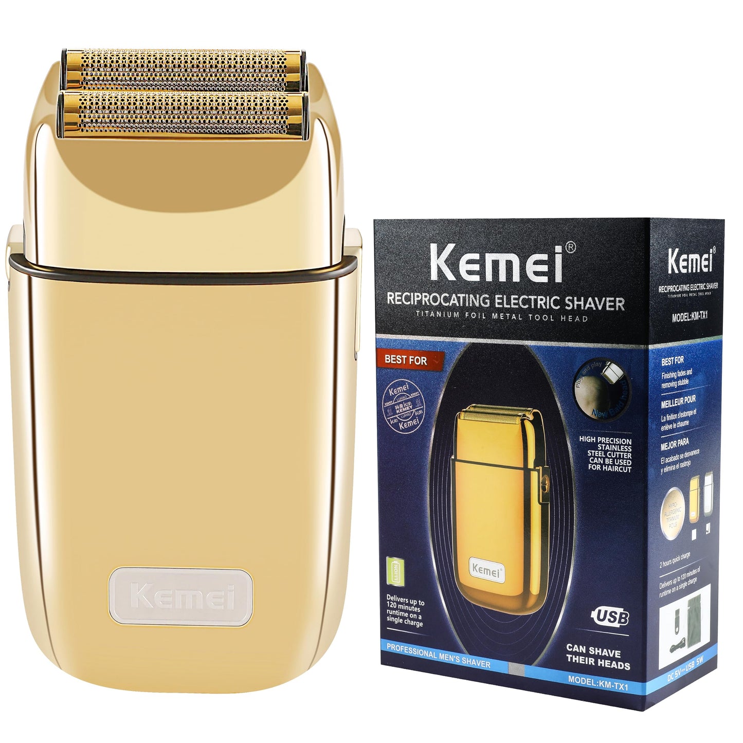 KEMEI RASURADORA ELECTRICA DORADO Y PLATA