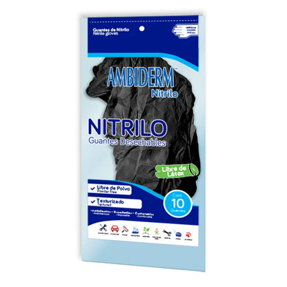 AMBIDERM GUANTE DE NITRILO NEGRO 10PZ