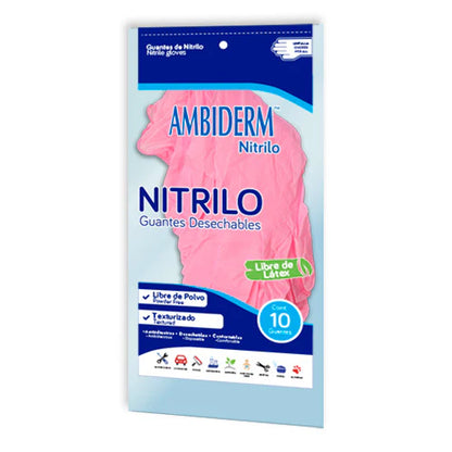 AMBIDERM GUANTE DE NITRILO ROSA 10PZ
