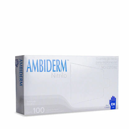 AMBIDERM GUANTE DE NITRILO AZUL COBALTO GRANDE 100PZ