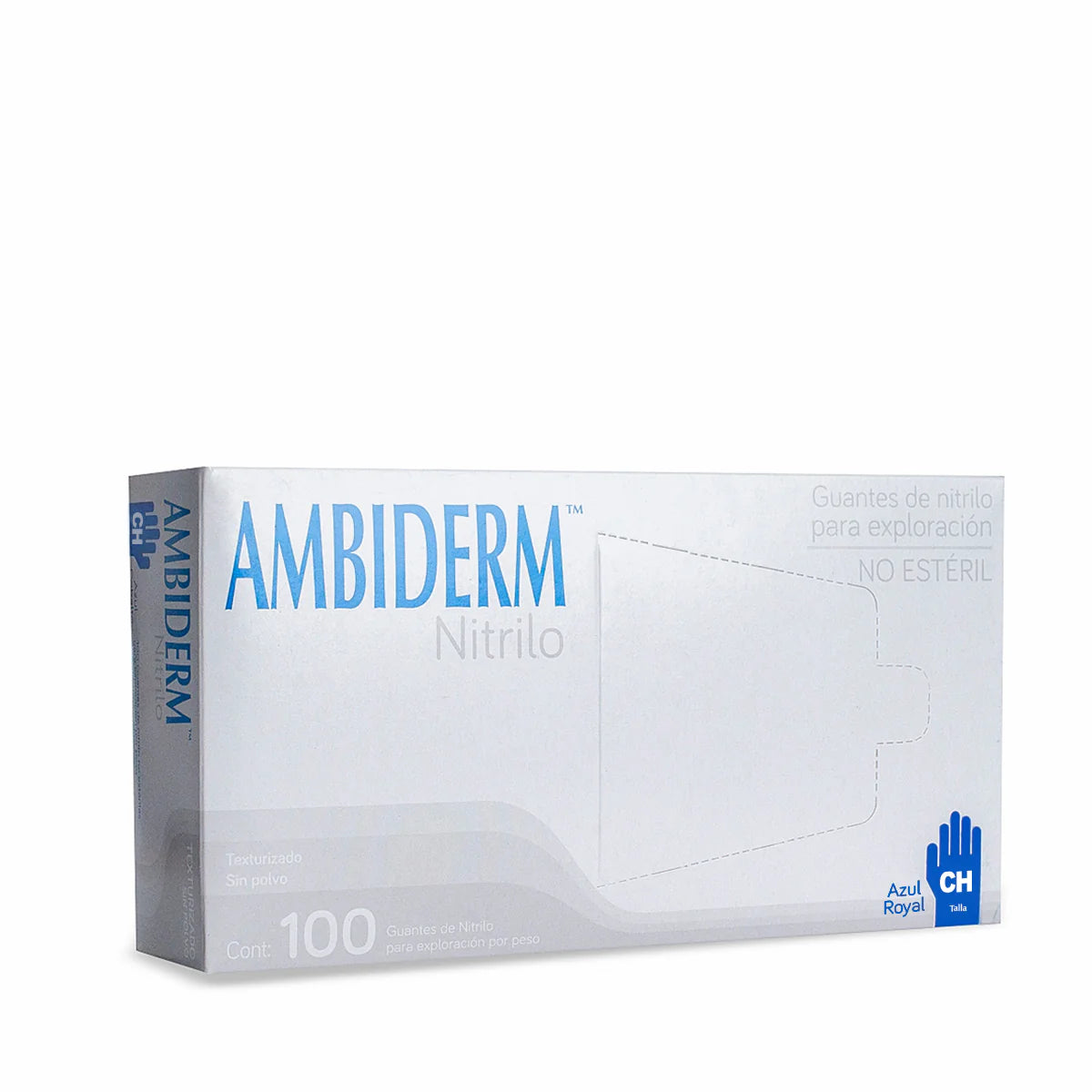 AMBIDERM GUANTE DE NITRILO AZUL ROYAL MEDIANO 100PZ