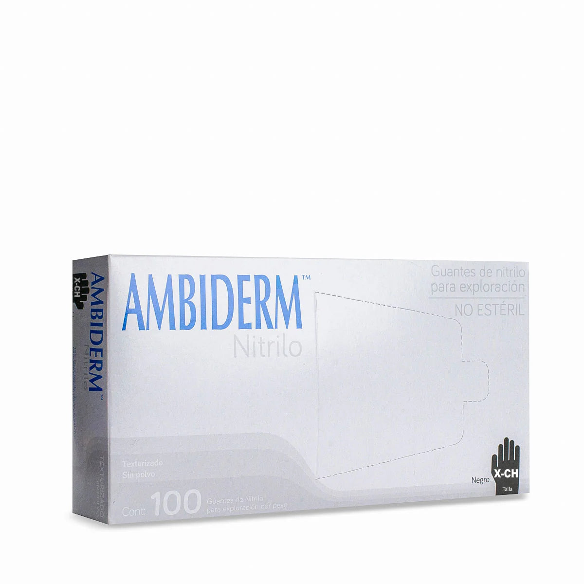 AMBIDERM GUANTE DE NITRILO NEGRO MEDIANO 100PZ