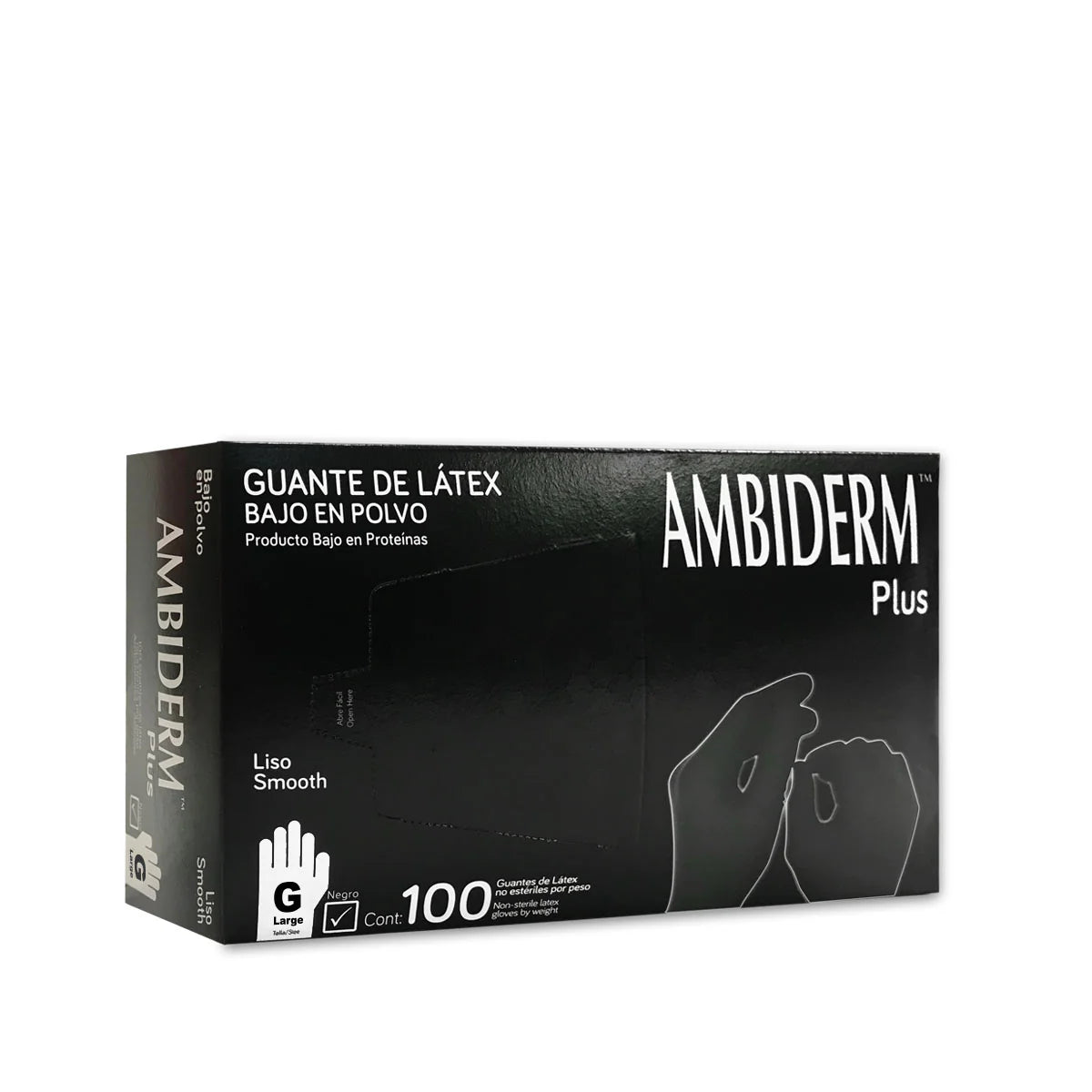 AMBIDERM GUANTE PLUS LISO NEGRO CHICO 100PZ
