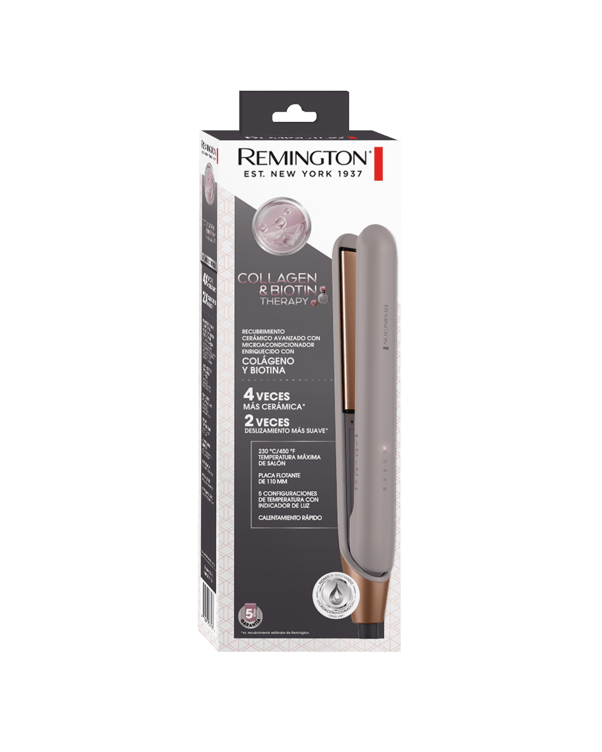SPECTRUM REMINGTON PLANCHA ALISADORA COLAGENO Y BIOTINA