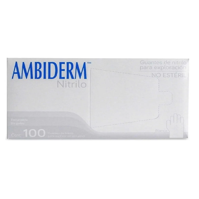 AMBIDERM GUANTE DE NITRILO BLANCO CHICO 100PZ